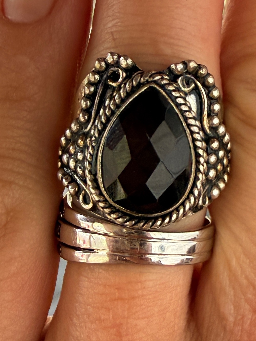 Vintage Sterling Silver Smoky Quartz Topaz Ring sz 8